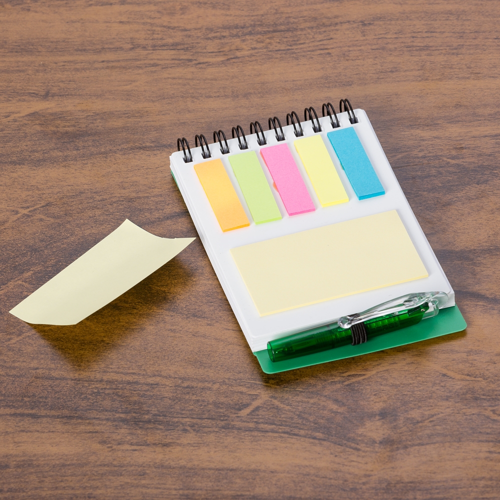 Bloco de Anotações com Autoadesivos e Caneta