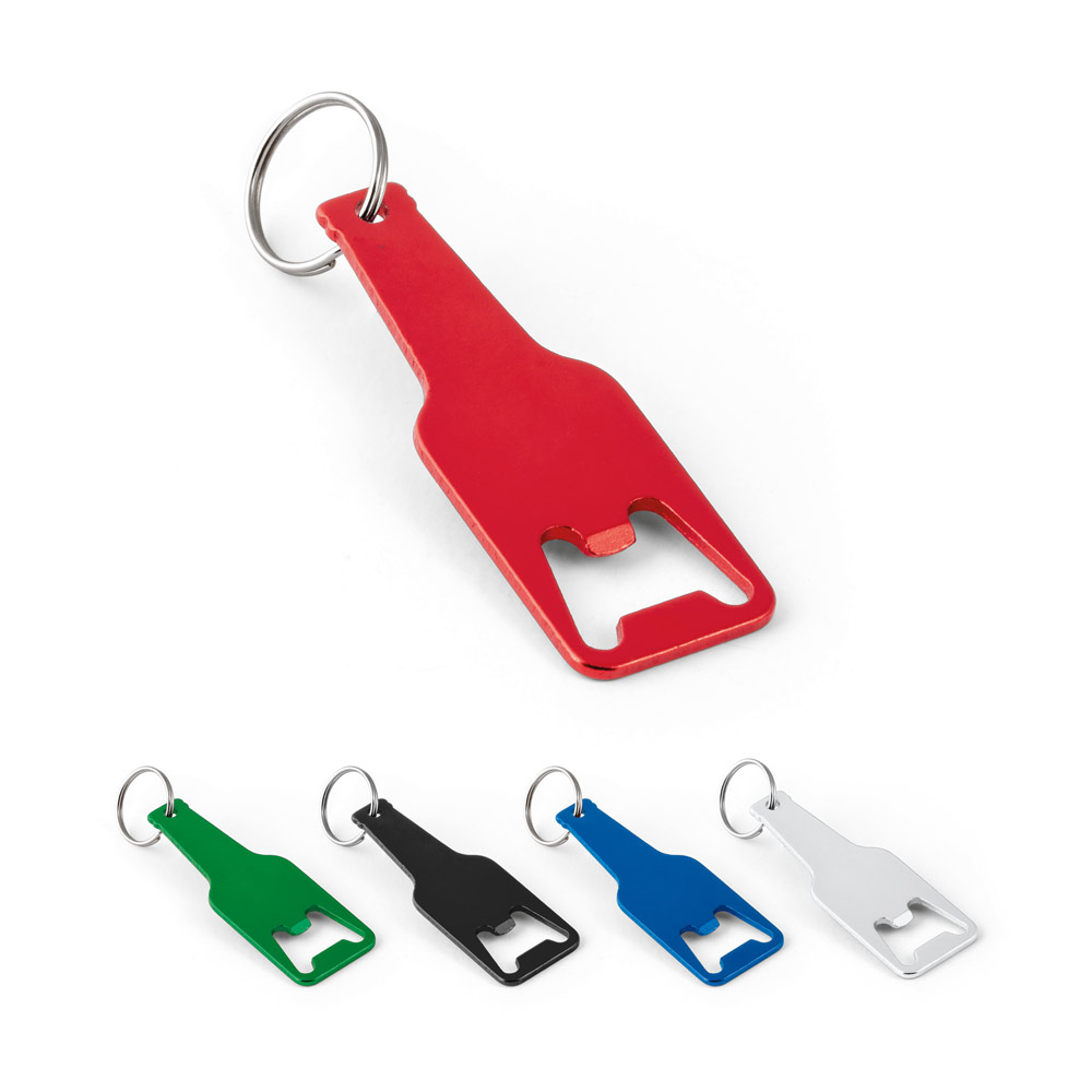 Chaveiro em alumínio com abridor de garrafas