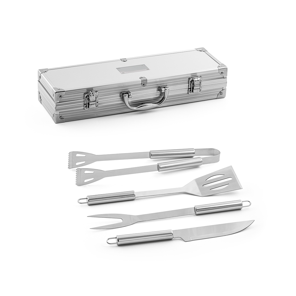 Kit churrasco em Aço inox com 4 peças