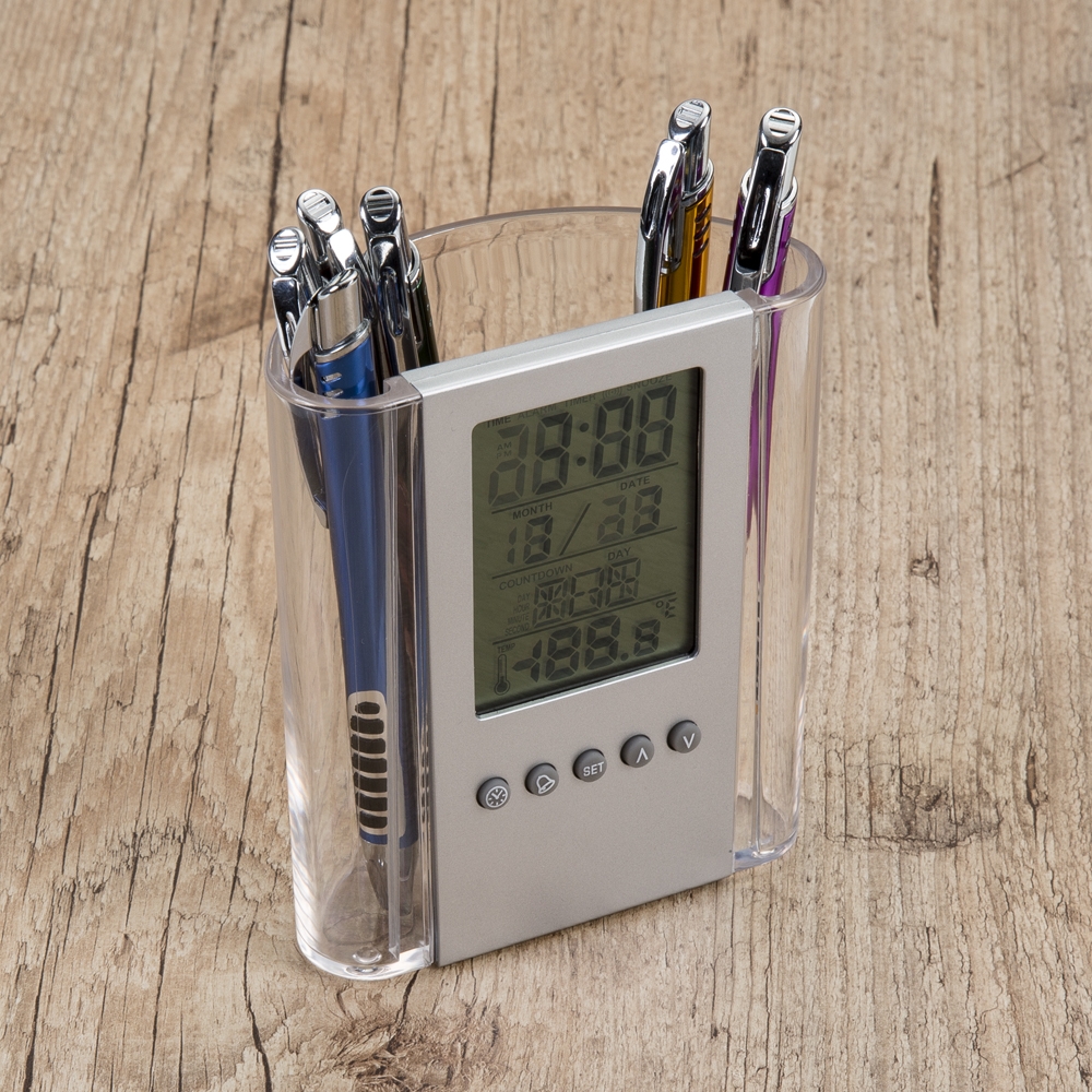 Porta Caneta com Relógio