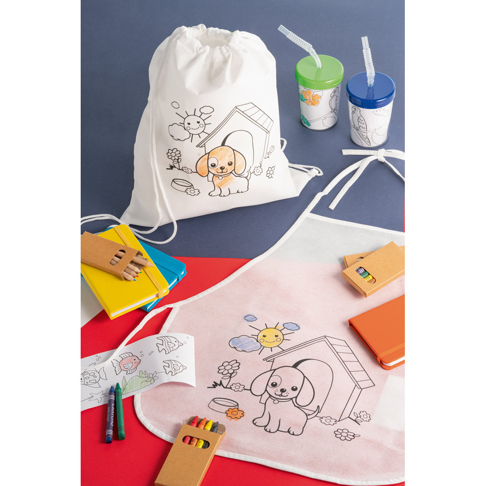 Sacola tipo mochila para colorir em non-woven